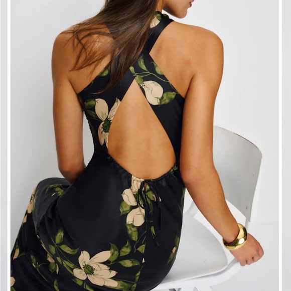 NEW NWT Reformation Anaiis Silk Maxi Dress Gown Mood for Love - Picture 4 of 9